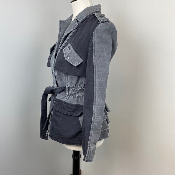 Anthropologie Hei Hei Ruffle Anorak Colorblock Ruffle Back Jacket XSP Steampunk - Picture 4 of 12